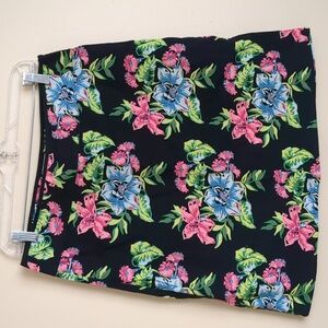 Medium Frenchi Black Floral Skirt Flower Pink Blue Feminine Pretty
